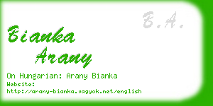 bianka arany business card